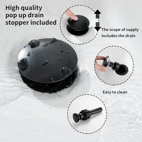 شلال الحمام واسع النطاق صنبور الكروم GGStudy 3 ثقوب 2 مقبض الحديثة بالوعة الحمام صنبور مع أداة تصريف منبثقة in Kuwait