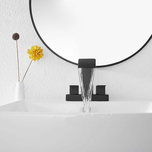 شلال الحمام واسع النطاق صنبور الكروم GGStudy 3 ثقوب 2 مقبض الحديثة بالوعة الحمام صنبور مع أداة تصريف منبثقة in Kuwait