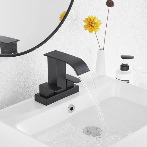 شلال الحمام واسع النطاق صنبور الكروم GGStudy 3 ثقوب 2 مقبض الحديثة بالوعة الحمام صنبور مع أداة تصريف منبثقة in Kuwait