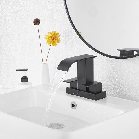 شلال الحمام واسع النطاق صنبور الكروم GGStudy 3 ثقوب 2 مقبض الحديثة بالوعة الحمام صنبور مع أداة تصريف منبثقة in Kuwait