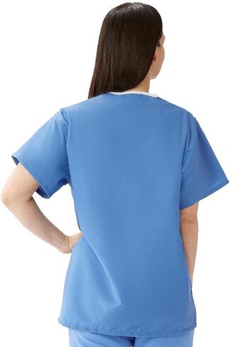 Medline ComfortEase Unisex Reversible Scrub Top, 2 Pockets, Ciel Blue, Size 2XL in Saudi Arabia