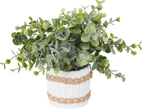 3 Packs Artificial Plants Faux Eucalyptus, Rosemary, Nandina Greenery in Small Concrete Pots for Table Centerpiece Aesthetic Home Indoor Bathroom House Shelf Dining Room Decor in Saudi Arabia