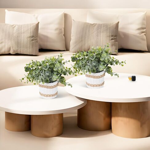 3 Packs Artificial Plants Faux Eucalyptus, Rosemary, Nandina Greenery in Small Concrete Pots for Table Centerpiece Aesthetic Home Indoor Bathroom House Shelf Dining Room Decor in Saudi Arabia