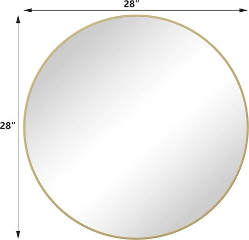 Elegant 28-Inch Round Wall Mirror - Black Metal Framed Circular Vanity and Dressing Mirror for Bathroom, Living Room, Bedroom Decor - Chic Mirror for Stylish Home Decoration in Saudi Arabia