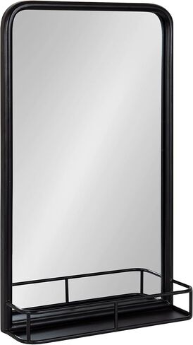 Kate and Laurel Estero Modern Radius Rectangle Mirror with Shelf, 18 x 30, Silver, Chic Industrial Iron Mirror with Durable Shelf for Storage and Display in Saudi Arabia