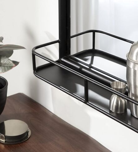 Kate and Laurel Estero Modern Radius Rectangle Mirror with Shelf, 18 x 30, Silver, Chic Industrial Iron Mirror with Durable Shelf for Storage and Display in Saudi Arabia