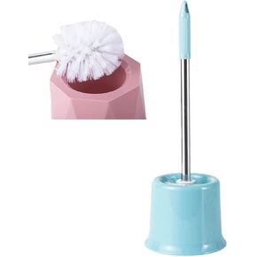 Toilet Brush and Holder,Stainless Steel Toilet Bowl Cleaning Brush Set,Under Rim Lip Brush and Storage Caddy for Bathroom (Blue Cylinder)