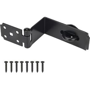 90 Degree 5 Inch Heavy Duty Door Lock Hasp Latch, 1/8" Thicker Iron Safety Right Angle Padlock Hasp Locking Latch for Push Doors Gates with Lengthen Mounting Screws, Black in Saudi Arabia