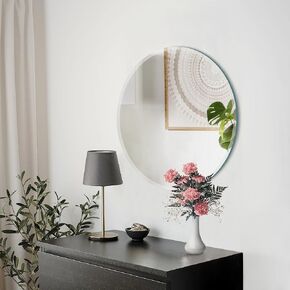 Arcus Home Round Mirror 30 Inch Beveled Frameless Circle Mirror, Wall Mirror for Bathroom, Bedroom, Living Room, Vanity, Entryway