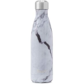 S'well Stainless Steel Water Bottle - 17 Fl Oz - White Marble - Triple-Layered Vacuum-Insulated Containers Keeps Drinks Cold for 36 Hours and Hot for 18 - BPA-Free - Perfect for the Go