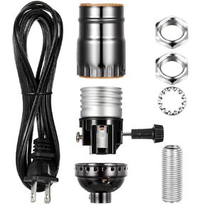 Honoson Lamp Kit for Repair Lamp Replacement for Table Lamps with 3 Way Socket Lamp Repair Kit Rewire Finish Kit Lamp Wiring Parts for Antique DIY Steel Lamp Design Light Making Switch (Bronze)