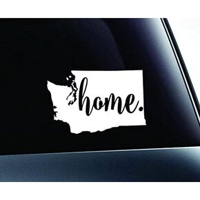 Washington State Home Decal PNW Northwest WA | White | Made in USA by Stick This! | Sticker for Car or Truck Windows, Laptop, Water Bottle, Tablets etc. | 4.5" x 3" |