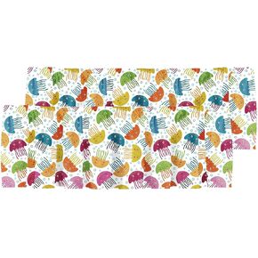 Blackout Abstract Tropical Plants and Flowers Geometric Rod Pocket Short Window Curtain Valance for Kitchen Bedroom Decor, 52" x 18", Classic Blue and Black, 1 Panel