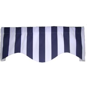RLF Home Cabana Stripe M Shaped Valance, Black, 17.00" x 50.00"