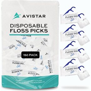 150 Travel Floss Picks Bulk - Blue Easy Grip Disposable Floss Picks - Dental Floss Pick - Smooth Strong Dental Flossers for Teeth - Gently Removes Plaque & Food Particles Between Teeth
