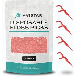 150 Travel Floss Picks Bulk - Blue Easy Grip Disposable Floss Picks - Dental Floss Pick - Smooth Strong Dental Flossers for Teeth - Gently Removes Plaque & Food Particles Between Teeth