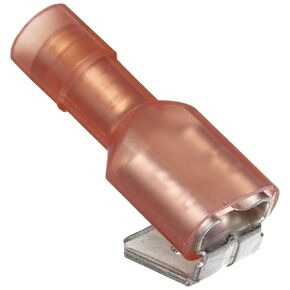 Morris Products 12032 Piggy Back Disconnect, Double Crimp, Nylon Fully Insulated, Red, 22-16 Wire Size, 0.032"X0.250" NEMA Tab (Pack of 100)