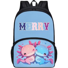Axolotl Backpack For Girls 4th Grade Cherry Blossom School Backpack For Teen Girls Bookbag Lightweight Zipper Schoolbags Large Capacity 17 Inch Kids Casual Daypacks Rucksack