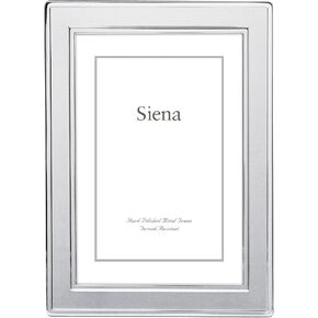 Siena Double Border Plain Silver Picture Frame, Tarnish Resistant Finish, Perfect Photo Frame for any End Table, Credenza, Shelf, or Nightstand, Silver 5x7