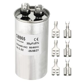 PATIKIL 40uf 40MDF 370/440VAC Fan Start Capacitor, CBB65 Circular Run Capacitor for Air Conditioner Cool Heat Pump Condenser Straight with Wire Connecting Terminal