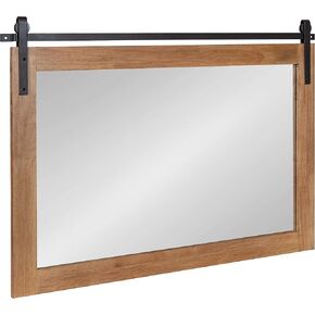 Kate and Laurel Samuels Rustic Wood Framed Wall Mirror, 22 x 28, Rustic Brown and Dark Charcoal, Functional Farmhouse Mirror for Display