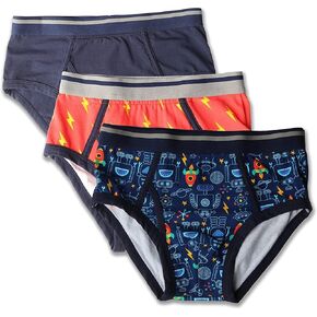 My Private Pocket Boys Underwear with Inner Pouch, Soft Cotton Briefs, Incontinence and Potty Training, Space, Medium (Pack of 3)