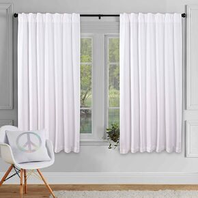 Window Curtains 2 Panels 52x84, Curtains for Bedroom Living Room Kitchen, Curtains 84 Inch Length, 100% Cotton Washable Room Darkening Farmhouse Curtains Grey