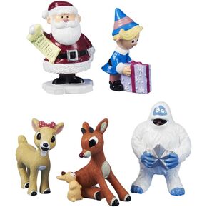 Kurt Adler Polyresin Rudolph The Red-Nosed Reindeer Figurine, Set of 5