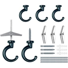 6 Sets Large Swag Ceiling Hooks Heavy Duty Swag Hook with Hardware for Hanging Plants Ceiling Installation Cavity Wall Fixing (3 Sets White)