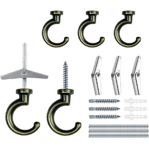 6 Sets Large Swag Ceiling Hooks Heavy Duty Swag Hook with Hardware for Hanging Plants Ceiling Installation Cavity Wall Fixing (3 Sets White) in Kuwait