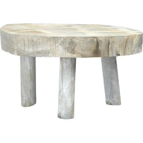 Creative Co-Op Paulownia Wood Gray Wash Pedestal