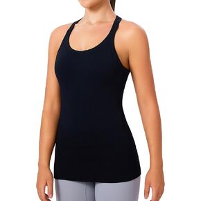 Evercute 1/2 Pack Workout Tank Tops for Women with Built in Bra Racerback Yoga Sleeveless Top Camisole Athletic Gym Tops