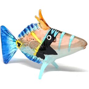 ZOOCRAFT Glass Fish Figurine Coastal Style Decor Miniature Hand Blown Handicraft Lampwork Sculpture