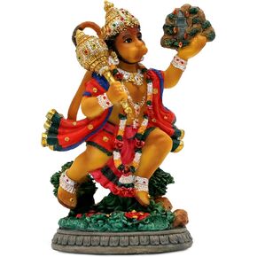 alikiki Hindu God Flying Hanuman Statue - 5.3" H Lord Hanuman Perfect Indian Gift for Diwali,Navratri,Dussehra,Job Interviews, Wedding, Baby Shower Return Gifts Temple Mandir Pooja Item