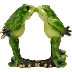 Romantic Kissing Frog Couple Figurine Resin Frogs Model Statue Funny Creative Green Frogs Collectible Figurines for Xmas Birthday Valentine's Day Gifts
