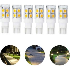12V 24V Low Voltage Landscape Replacement led Light Bulb T5 T10 Wedge Base 25W Equivalent 240lm 1.5 W for Garden Path Light Deck Light Walkway Lawn Lights Cool White 6000K Pack of 6
