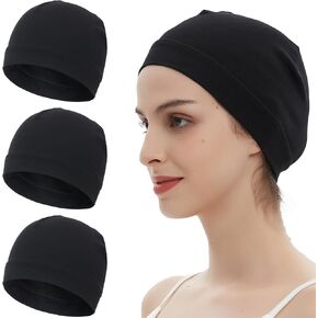 3 Pieces 100% Cotton Skull Caps beanie for Men Women Lightweigt night Cap Sleep Hats Breathable Helmet Liner