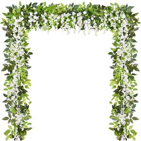 Sunm Boutique زهور صناعية وستارية إكليل كرمة راتان معلقة للمنزل والحديقة وحفلات الزفاف وديكور الزهور، 6.6 قدم، 4 قطع، وردي