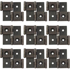 Litoexpe 12pcs Double Folding Hinges, 270 Degree Rotation Screen Door Hinges, Metal Folding Acting Hinges with Mounting Screws (47mmx54mm, Brown)