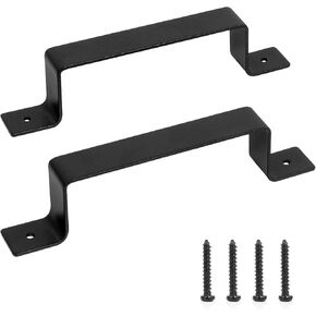 Barn Door Handle Black Steel Hardware，for Sliding Door Fence Door Wardrobe Drawer Garage Warehouse, Rustic Style (2pcs)