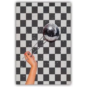 Retro Disco Ball Decor Pink Cherries Poster Funny Trendy Wall Art Cherry Poster Room Aesthetics Girls' Room Bar Cart Living Room Dining Room Wall Art Print Canvas 12x16Inch Unframed
