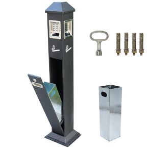 Wadoy Commercial Cigarette Butt Disposal Outdoor, Standing Cigarette Bin, Outdoor Standing Ashtray, Cigarette Butt Receptacles Metal Trash Container, Vertical Trash Bin