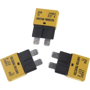 3PCS Circuit Breakers E37 Auto (T1) Reset Low Profile ATC/ATO 20A 14V DC in Kuwait