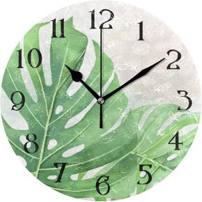 Yellow Softball Printed Round Wall Clock Silent Non-Ticking Clock 9.84 Inch, Vintage Farmhouse Wood Home Decor for Living Room, Kitchen, Bedroom and Office