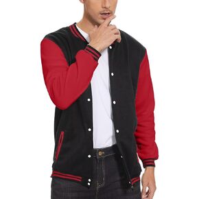 ACEFAST INC Men's Varsity Baseball Jacket Casual Letterman Bomber Jacket Windbreaker Lightweight Jacket