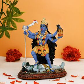 BangBangDa Hindu God Kali Maa Statue - 5.1"H Polystone Hindu Goddess Lord Kali Idol for Home Temple Mandir Altar Murit Pooja Item Birthday Diwali Gift for Indian Family Friend People
