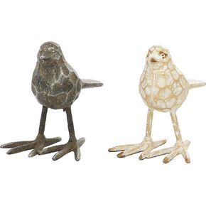 Deco 79 Metal Bird Decorative Sculpture Home Decor Statues, Set of 2 Accent Figurines 5"W, 6"H, Gold