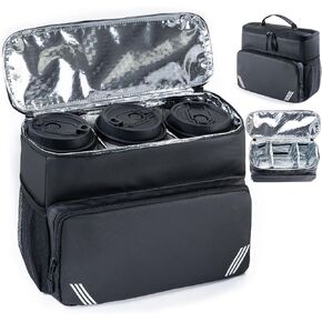 Reusable Drink Carrier with Handle for Delivery - 3 Cup Carrier for Drinks-Insulated Drink Caddy - Doordash Bag- Insulated Food Carrier-Outdoor Drink Holder for Car -Food Delivery Caddy