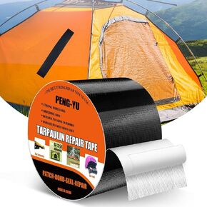 Repair Tape, RV Awning Black Duct Tape Heavy Duty Waterproof,Fabric Repair Tape Suitable for Canvas, Boat Covers, Tent, Sail, Tarp Repair Kit RV Underbelly Tape Used at Sunny Rain Snow Wind Weather