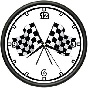 Race Flag Wall Clock Checkered Drag Racers Stock car Gift